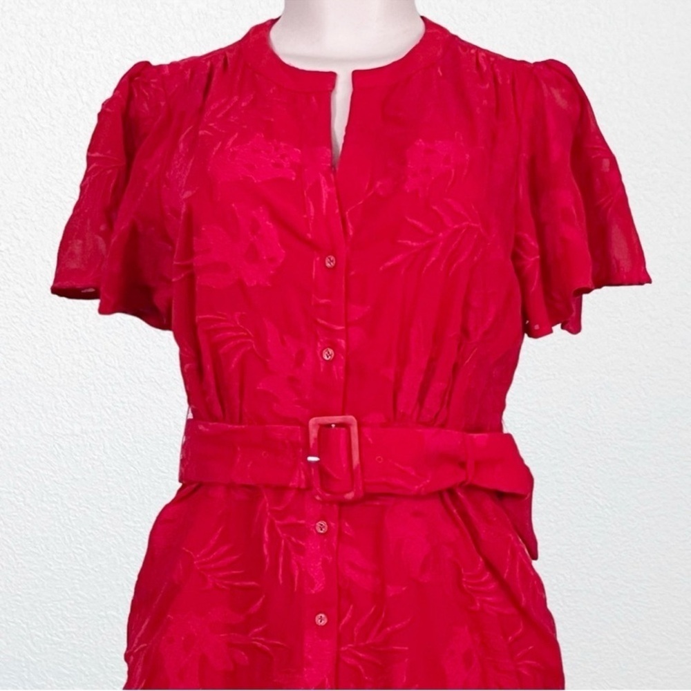 NEW Anthropologie Ranna Gill Red Scarlette Embroidered Shirt Dress SZ S - Picture 3 of 11